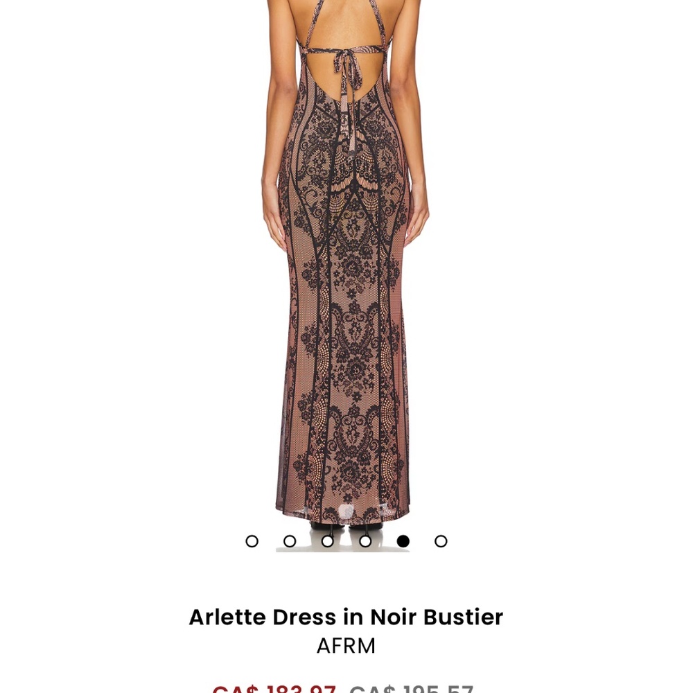 REVOLVE Nude and Black Lace Backless Halter Gown - Picture 3 of 6